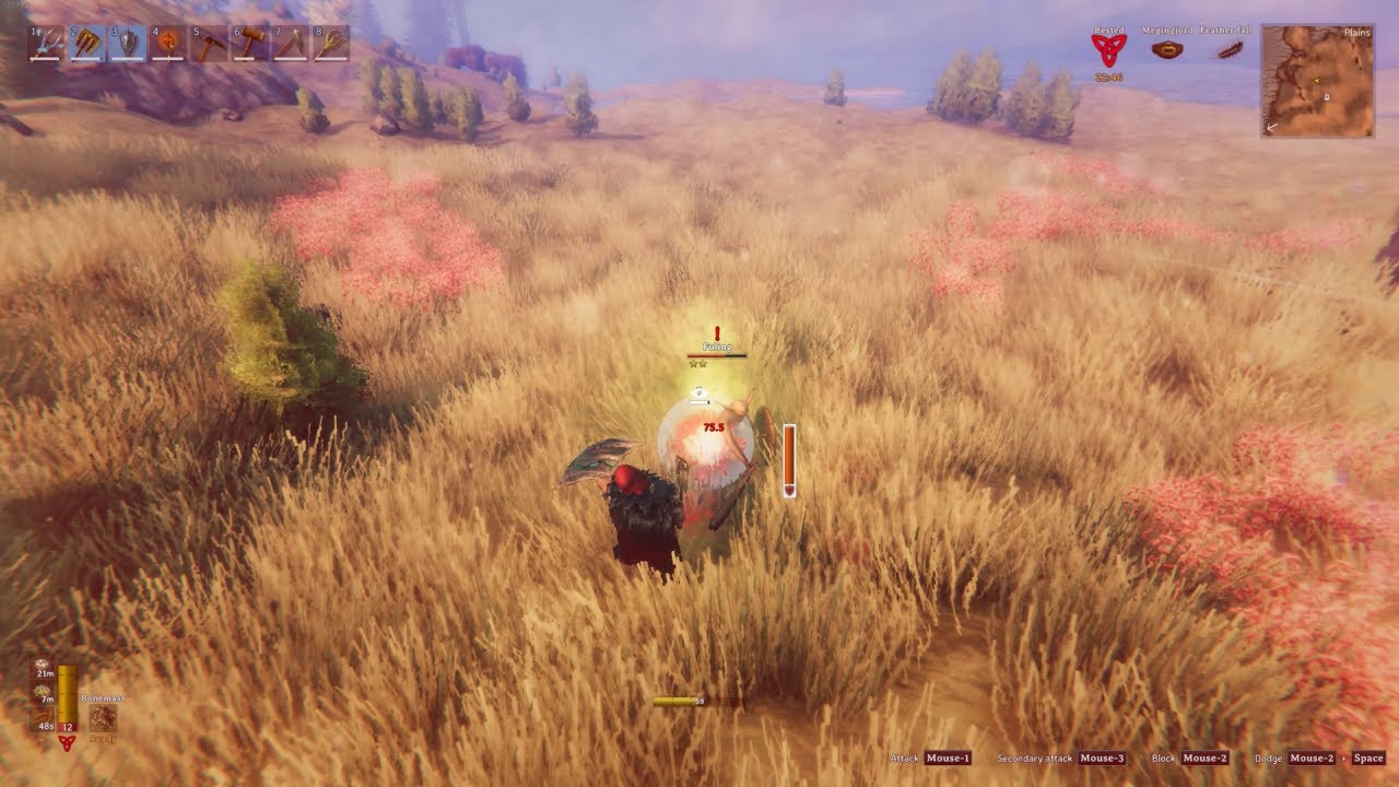 Valheim - Snapshot - Sneaking Failure - Near Death to Two-Star Fuling - Staff of Embers Saves Me