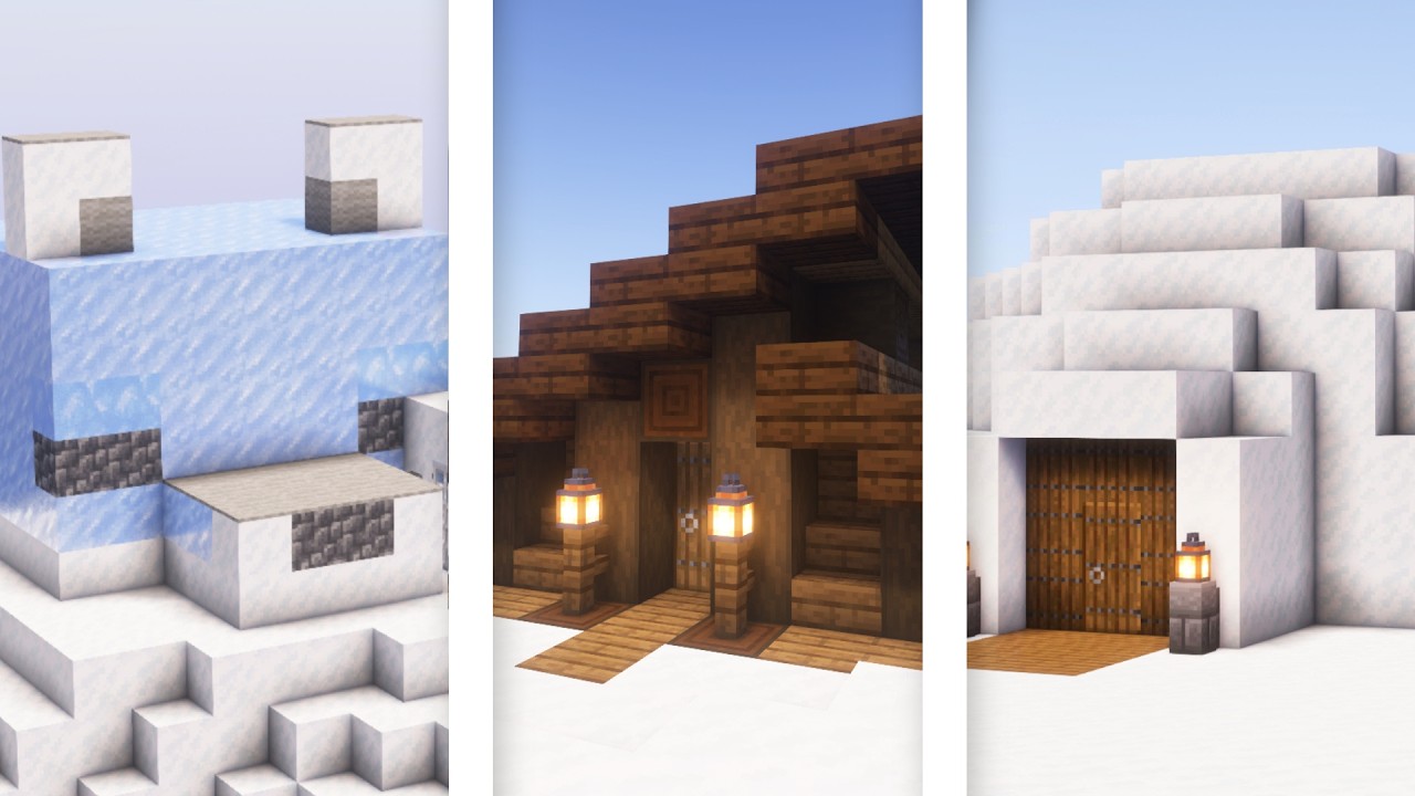 Minecraft - 3 Simple Starter Winter Houses Ideas | Easy Tutorials