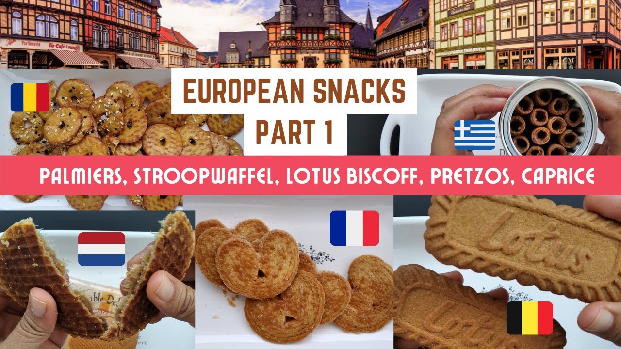Palmiers,Stroopwaffel,Caprice,Pretzos,Lotus biscoff,Leibniz - European Snack video review - Part 1