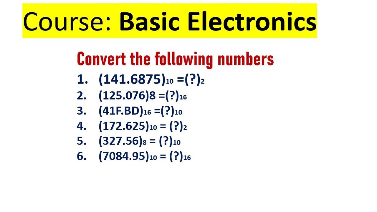 Conversion of numbers from one number system to another.