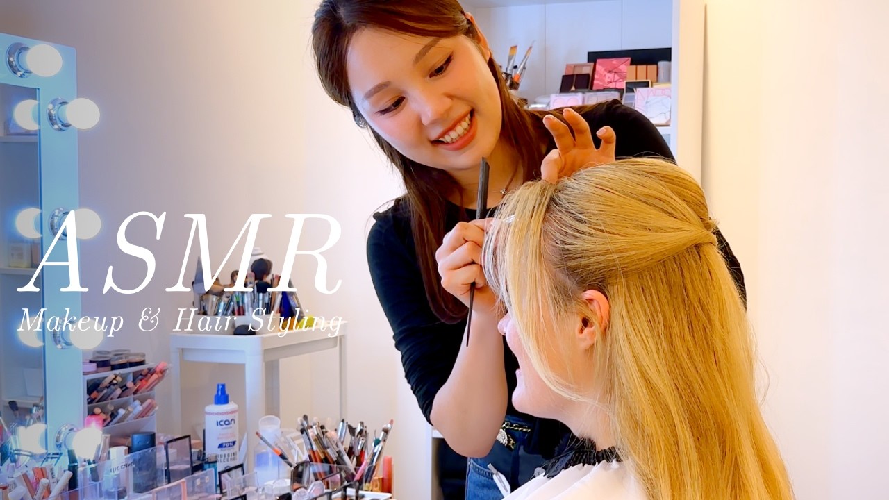 ASMR British girl gets Korean Bridal Makeup and Hair Styling 🇰🇷✨(Unintentional ASMR)
