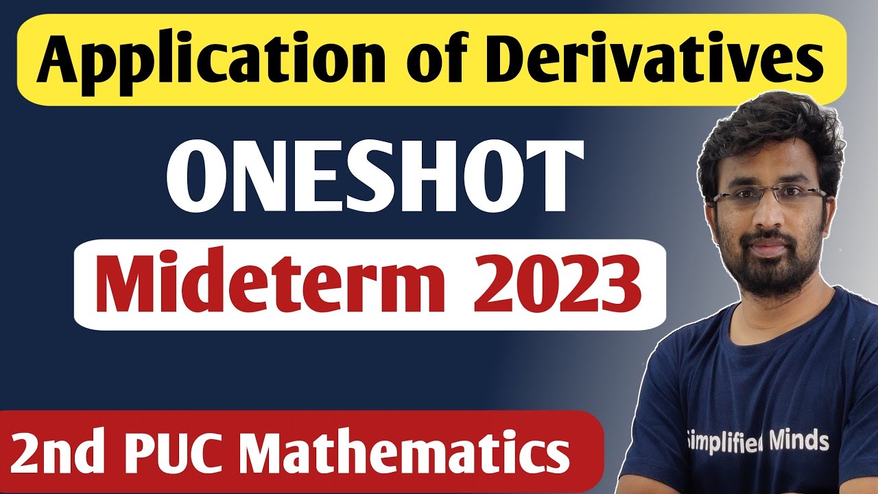Application Of Derivatives Oneshot | All Important Questions | 2nd PUC Midterm Exam 2023
