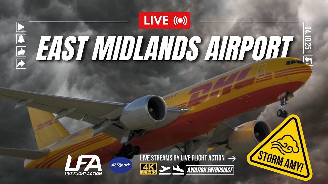 🔴 LIVE EAST MIDLANDS | STORM AMY STRONG WINDS Takeoffs & Landings! 🌬️