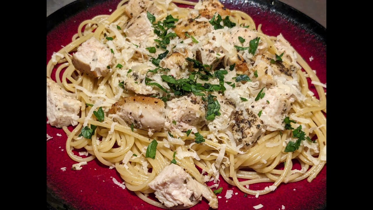 Spaghetti Aglio e Olio with Chicken @JasonInTheKitchen