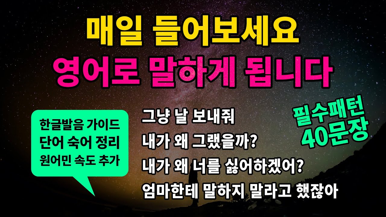 기초 영어회화 필수패턴 #43 [ Why did I ~? / Why would I ~? / Just let me~ / I told you not to~ ] 매일 반복해서 들어보세요