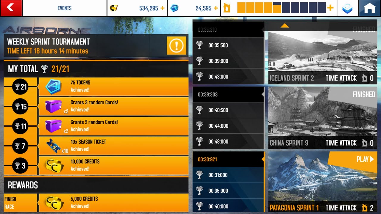 Asphalt 8, Weekly Sprint Tournament 22-28 April