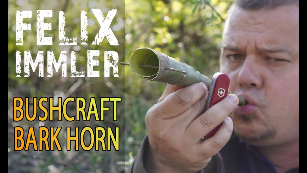 How to craft a Bark Horn / bushcraft vuvuzela - Musical instruments made from natural materials
