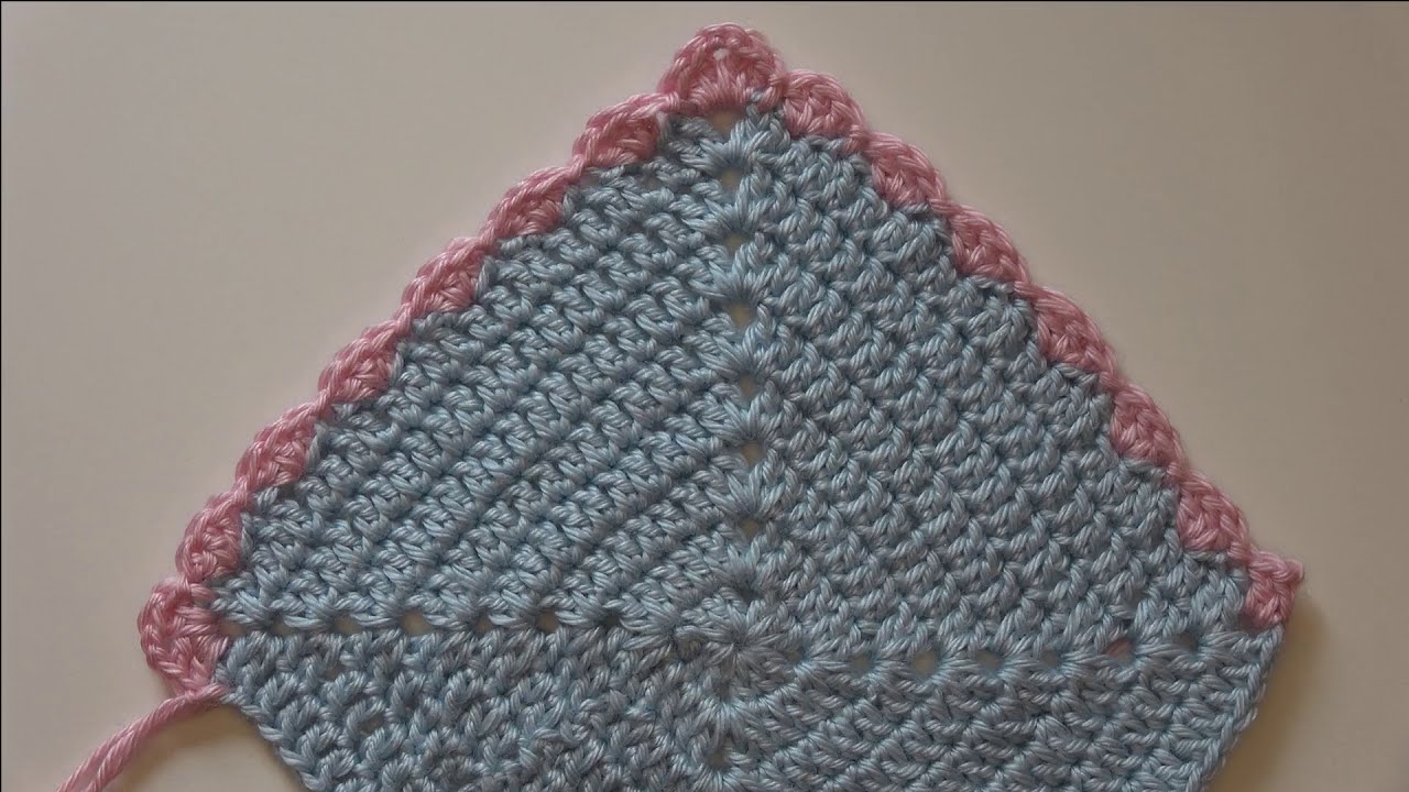 حاشیه بافی با قلاب -۳ , بافت صدفی , Border/edging crochet Easy & quick , Shell stitch  -3