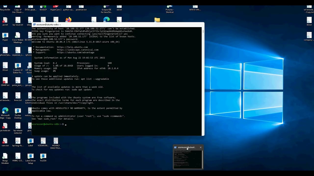 create ubuntu vm and configure odbc in azure