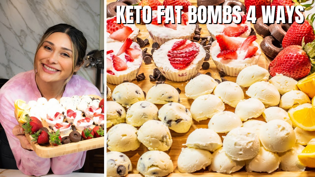 KETO FAT BOMBS 4 WAYS! Chocolate Peanut Butter / Cookie Dough / Cheesecake / Lemon