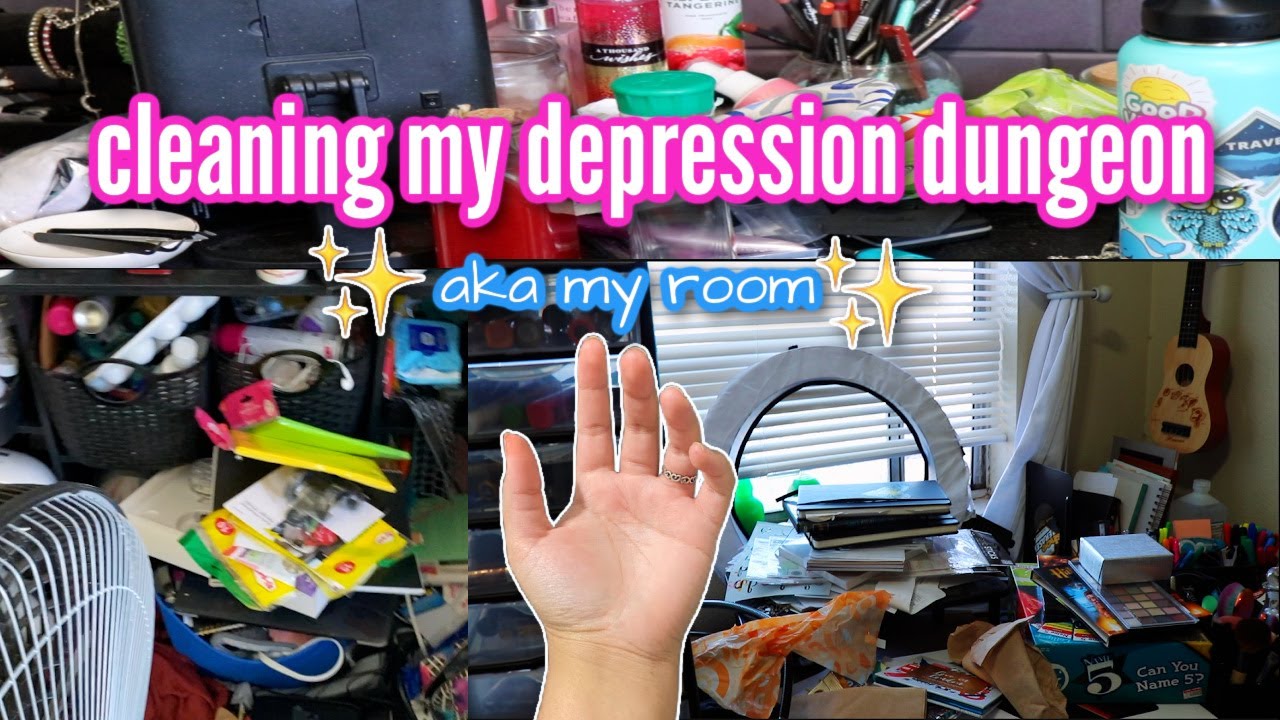 REAL LIFE CLEAN WITH ME | CLEANING MY DEPRESSION DUNGEON | MESSY ROOM