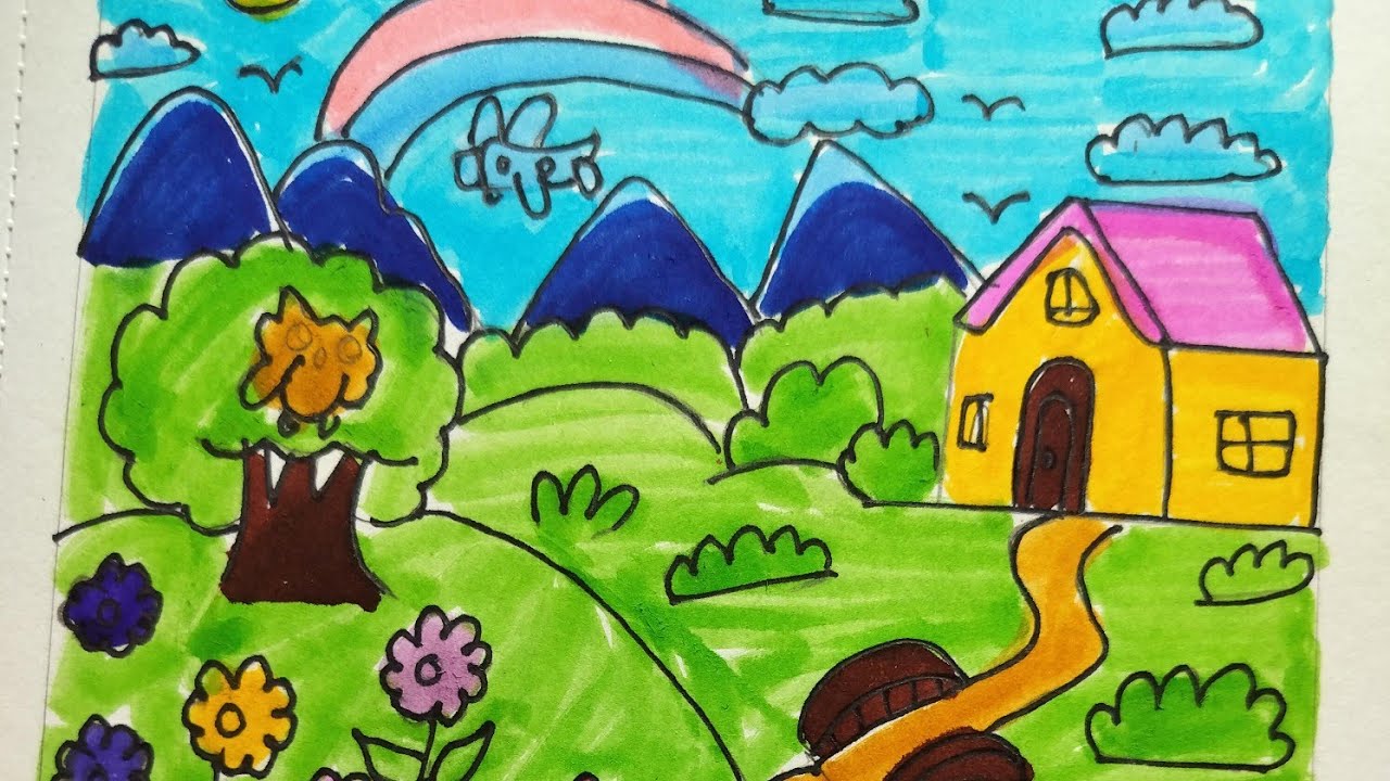 Simple Home Drawing Step by Step 🏡 | House Drawing Easy#art #drawing4kids #drawingideas #viral 