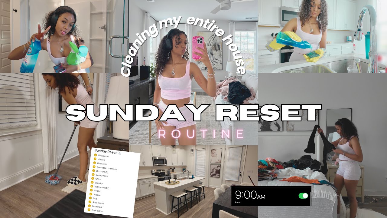 SUNDAY RESET ROUTINE: Cleaning My Messy House *this will motivate you to clean* | clean with me