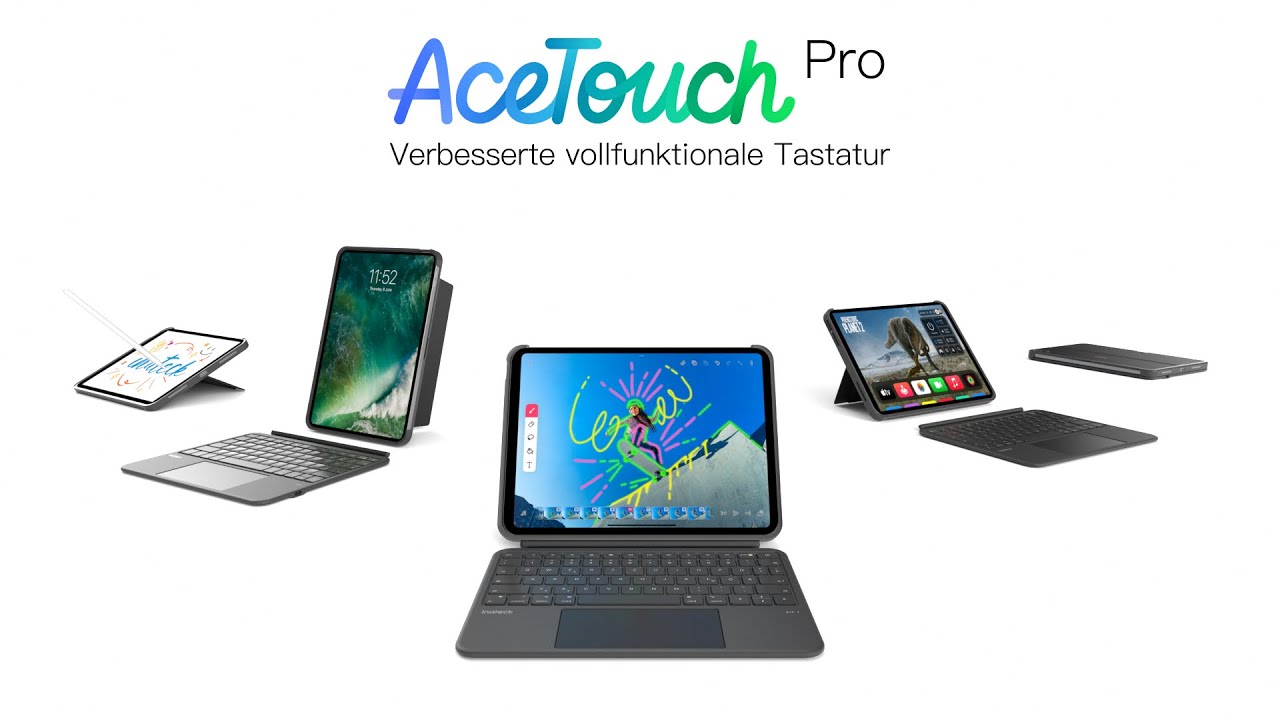Inateck KB403: Abnehmbar H&uuml;lle mit Tastatur Ace Touch Pro Series, QWERTZ | Red Dot Design Award 2026