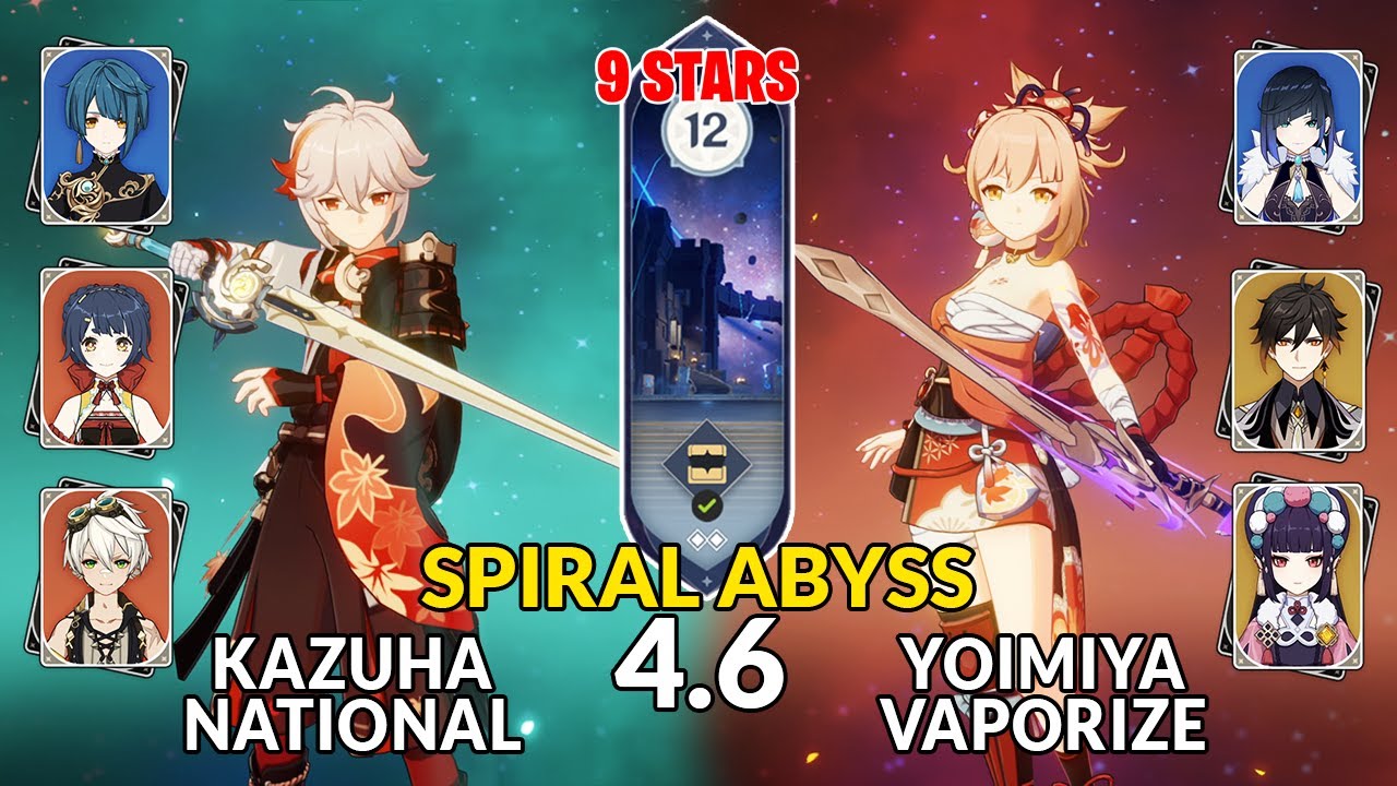 New 4.6 Spiral Abyss│Kazuha National & Yoimiya Vaporize | Floor 12 - 9 Stars | Genshin Impact