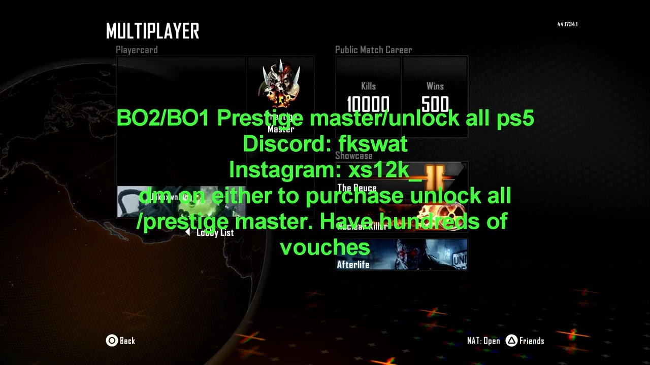 {PS5} BLACK OPS 1/BLACK OPS 2 PRESTIGE MASTER/UNLOCK ALL SERVICE