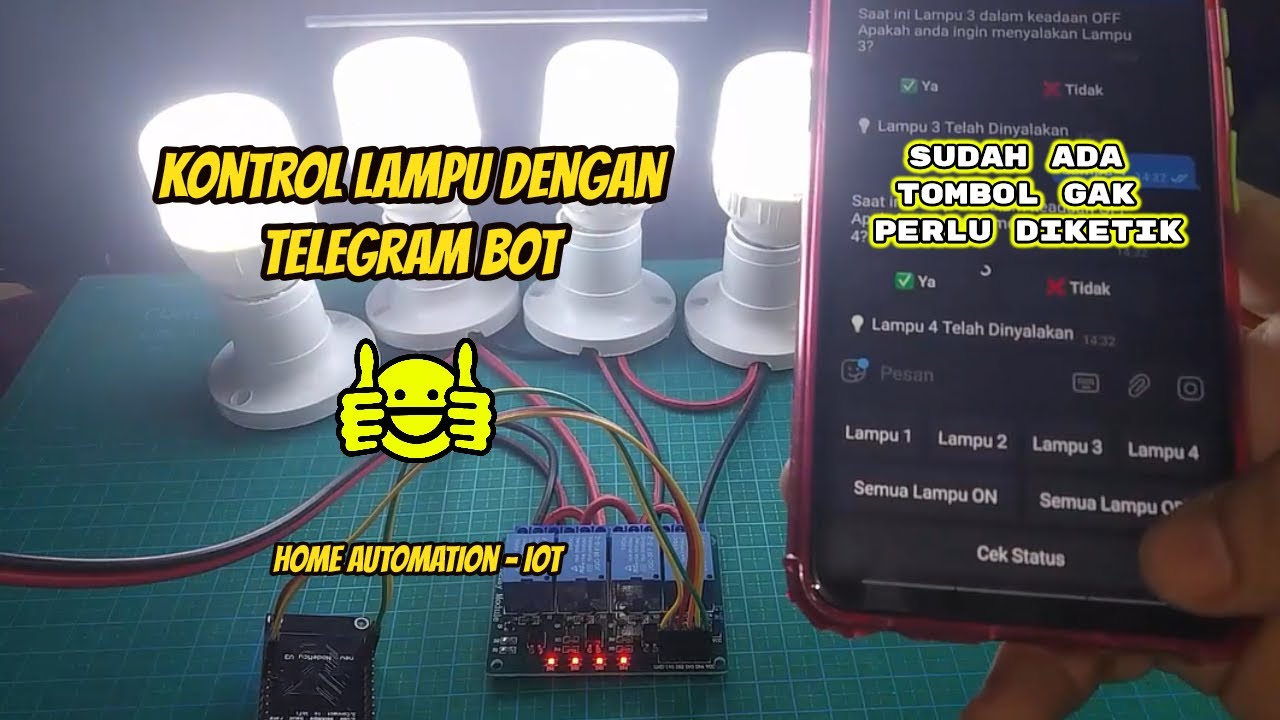 Kontrol Lampu Menggunakan Telegram Bot, Tanpa diketik Cukup dipencet Saja | Home Automation | IoT