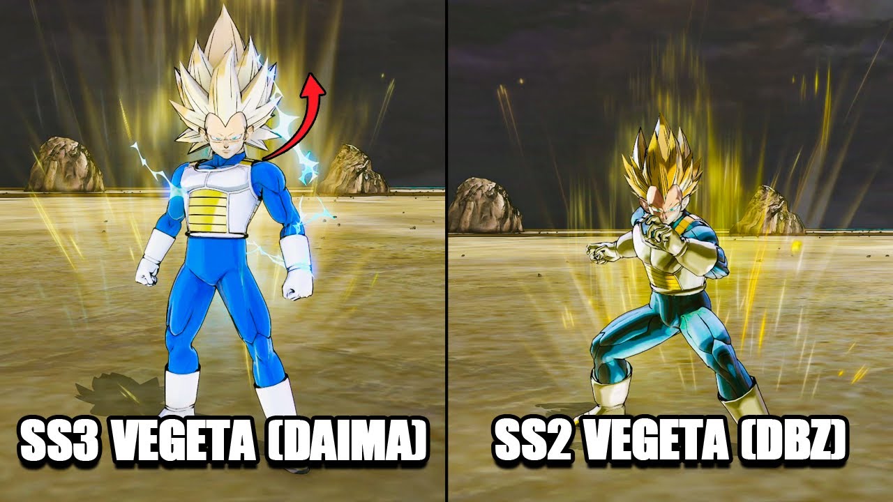 SS3 Vegeta (Daima) vs SS2 Vegeta (Z) Comparison! Transformations & Skills Gameplay - Xenoverse 2 DLC