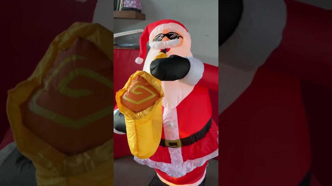 Gemmy 2025 6 ft animated saxophone Santa inflatable sold at Menards part 2.