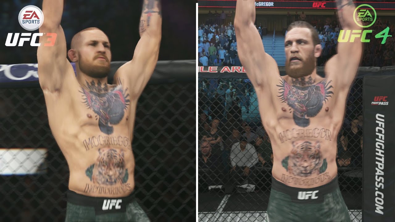 UFC 3 против UFC 4 | Сравнение графики в разрешении 4K и 60 кадров в секунду | Геймплей Xbox One X