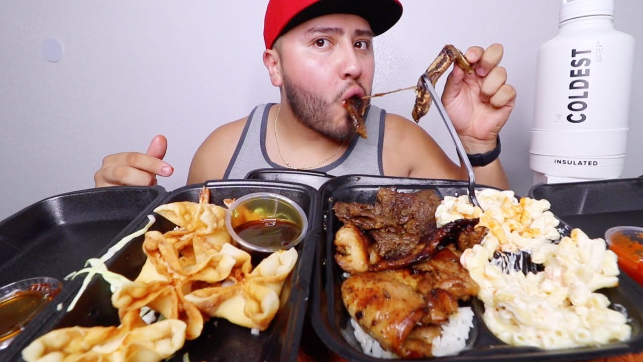 HAWAIIAN BBQ MUKBANG | SHORT RIBS + FRIED SHRIMP