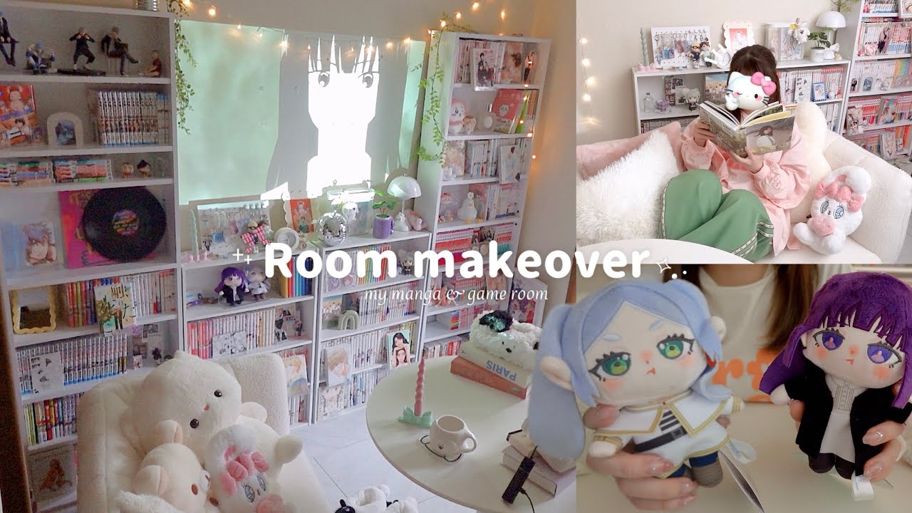 【Room makeover】6畳のオタク部屋を漫画とゲーム専用に🛋🎀⋮本棚追加して本棚整理⋮ グッズディスプレイ：模様替え🏡