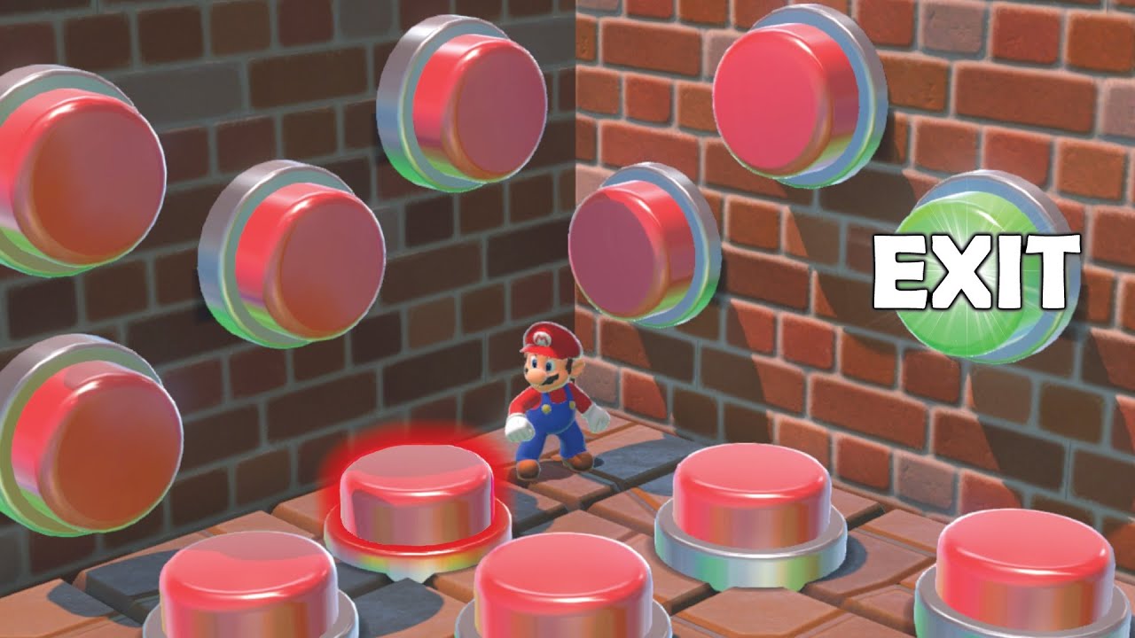 100 таинственных кнопок, но только одна позволяет МАРИО сбежать (Mario Challenge)