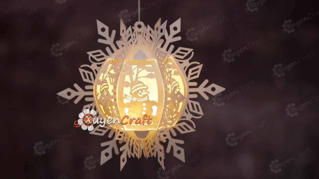 How to make Snowflake Lantern DIY Christmas Decorations Paper Lantern SVG for Cricut Projects