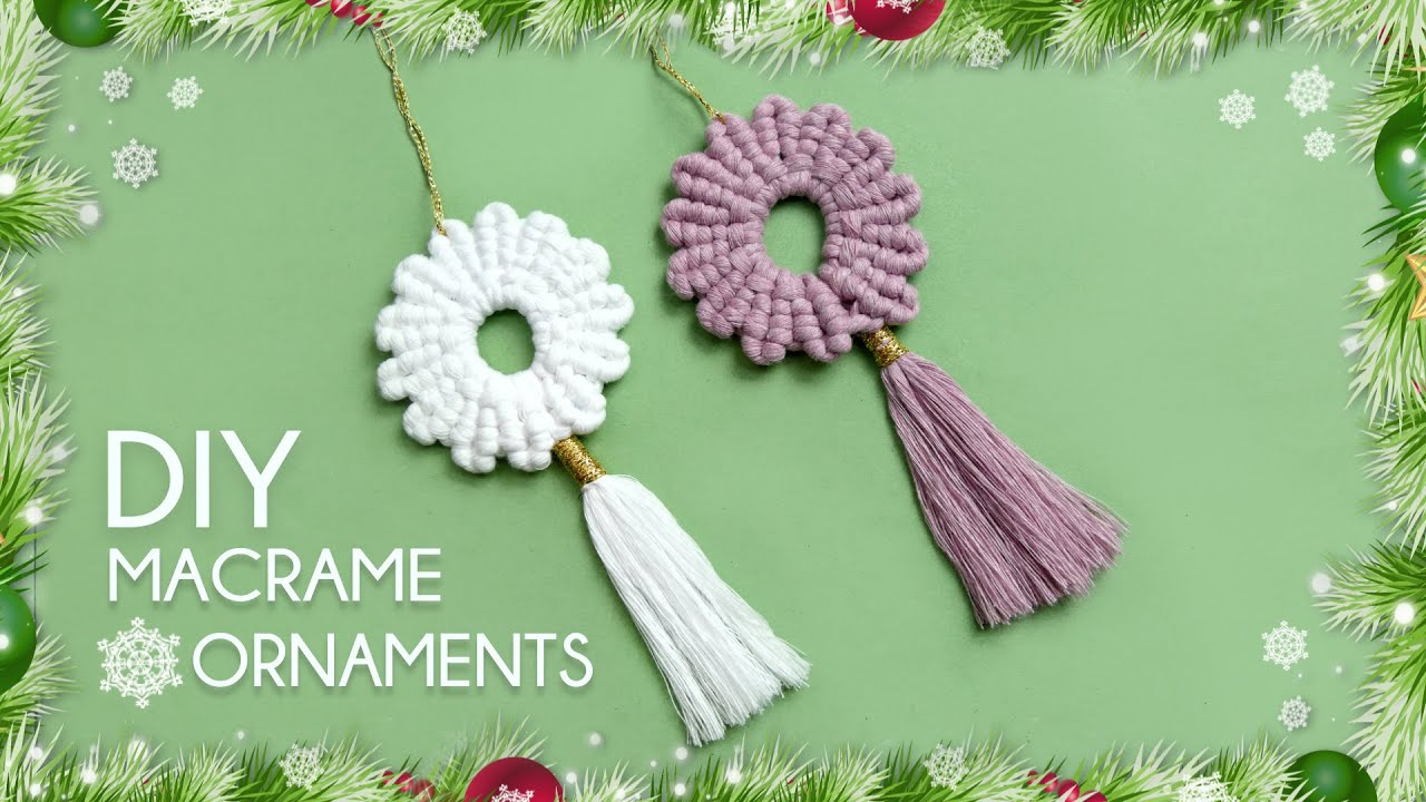 DIY Round Ringless Macrame Ornaments for Christmas Tree