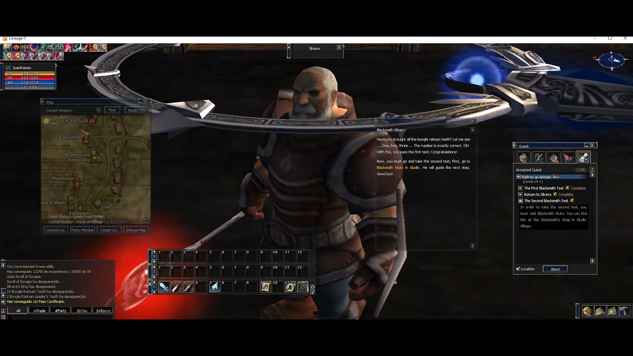 Quest Artisan completa 100% en español. Enano Artesano quest. lineage 2.