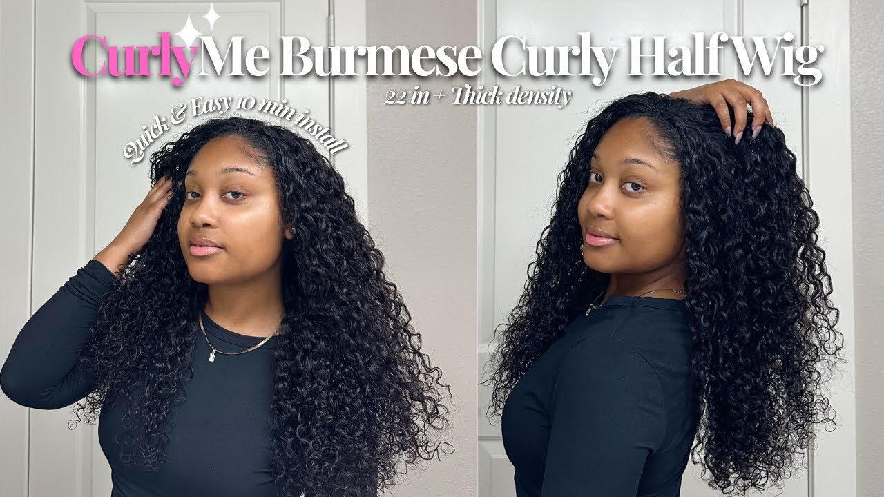 Quick & Easy Curly Half Wig Install | CurlyMe 22in' Burmese Curly 3n1 Half Wig
