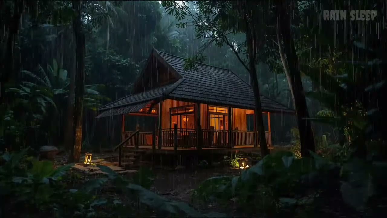 Dark Cabin Night Rainfall