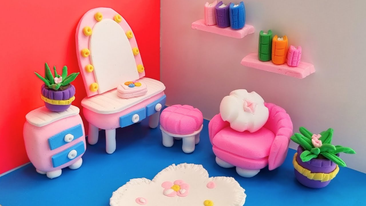DIY Polymer Clay Miniature Makeup Room | Tiny Clay Studio