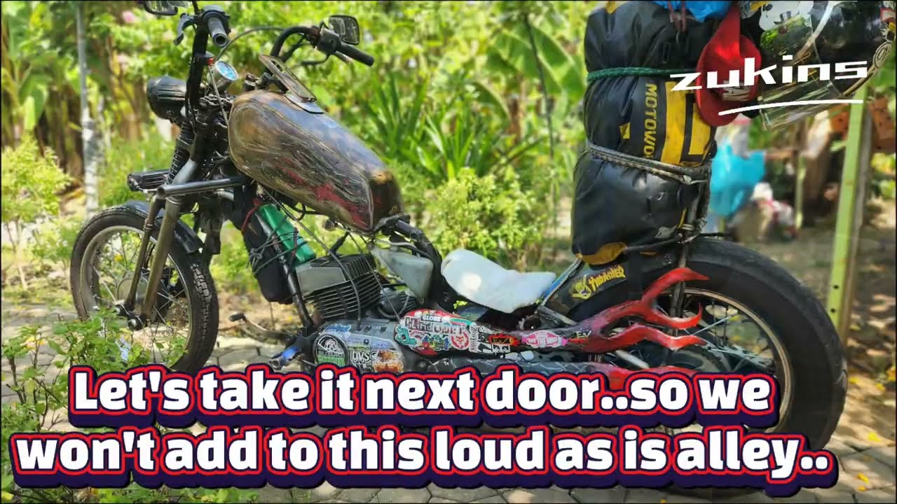 Two Stroke quiet DIY exhaust chopper daily ride. 