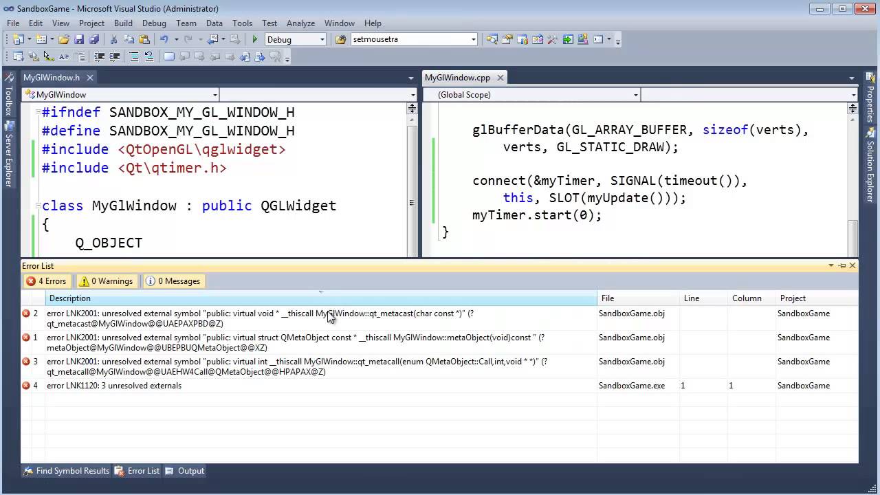 Making a Simple Game Loop with QTimer and MOCing the Header File