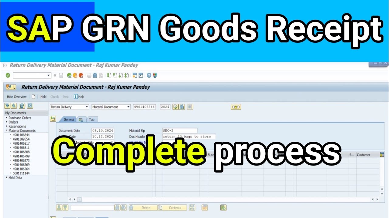 SAP Goods Receipt complete process