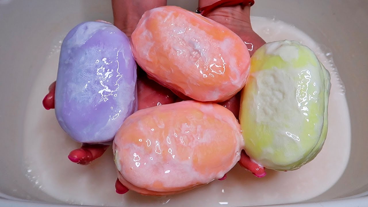 ASMR Doxa MUSHY SOAP and Sponge 💜 Soaked Soap 💚 Sponge Squeezing
