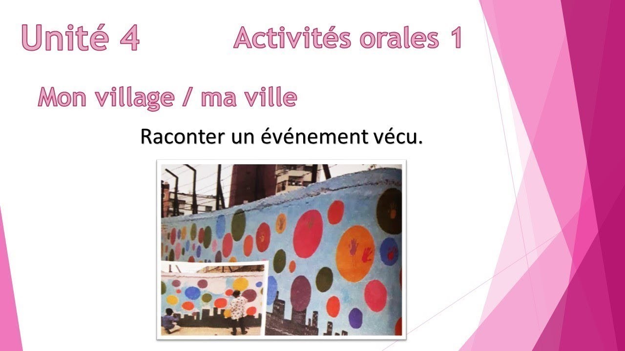 unité 4  mon village/ma ville activité orale1 raconter un évènement vécu/2 AEP l l'oasis des mots