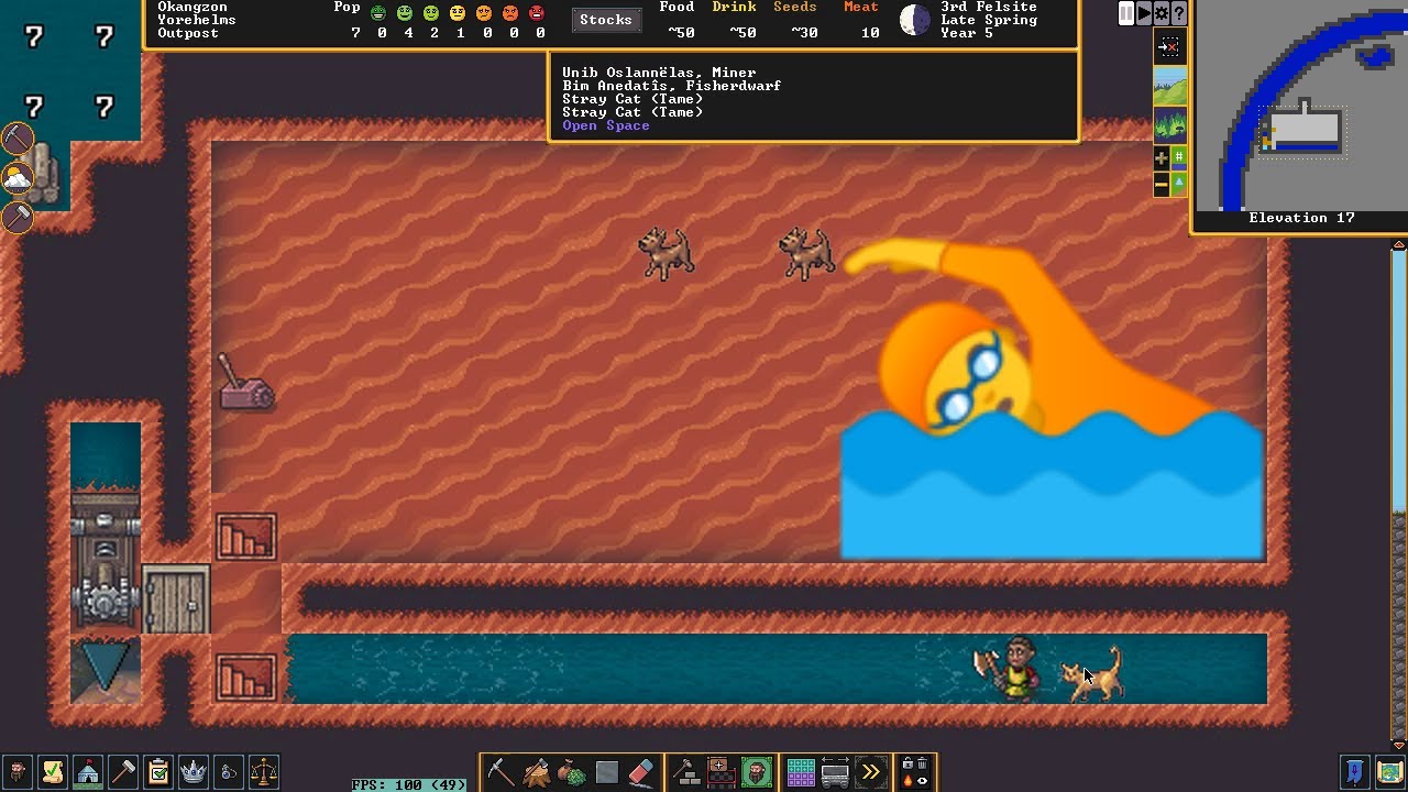 Dwarf Fortress 🍄 Изобретаем бассейн 🏊 Первый прототип