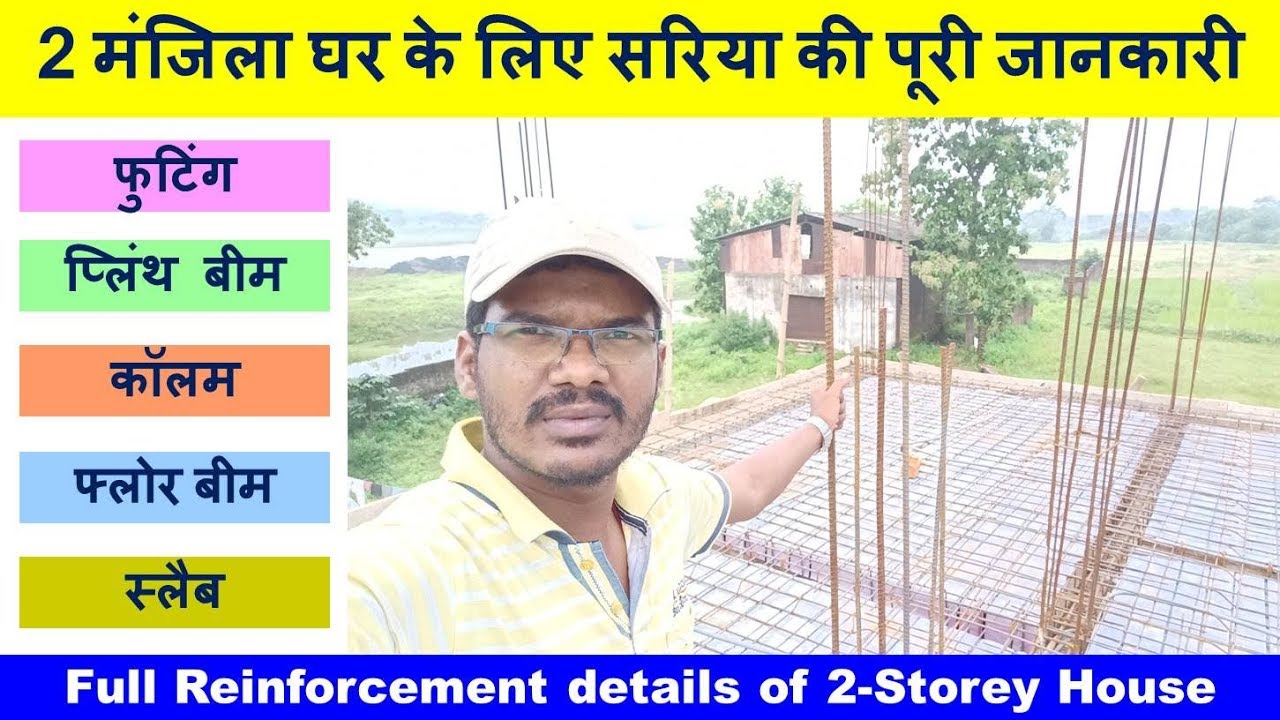 Full Reinforcement details of 2-Storey House | 2 मंजिला घर के लिए सरिया की पूरी जानकारी