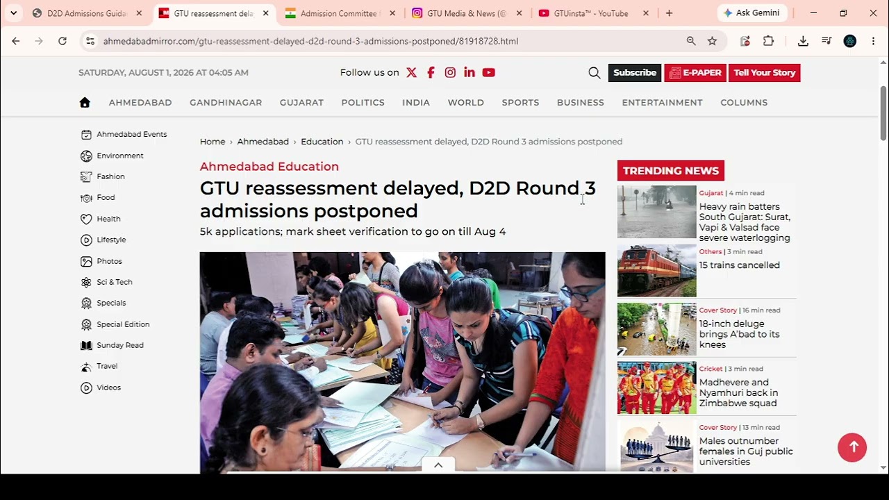 GTU Pending Results & D2D Admissions Guide! | GTUinsta 