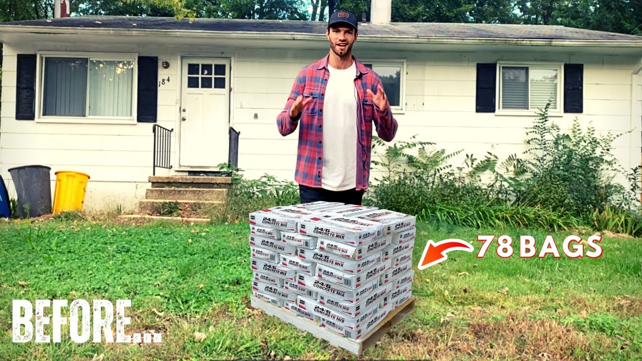 I Completely TRANSFORMED my Home's Curb Appeal with 78 Bags of Concrete!