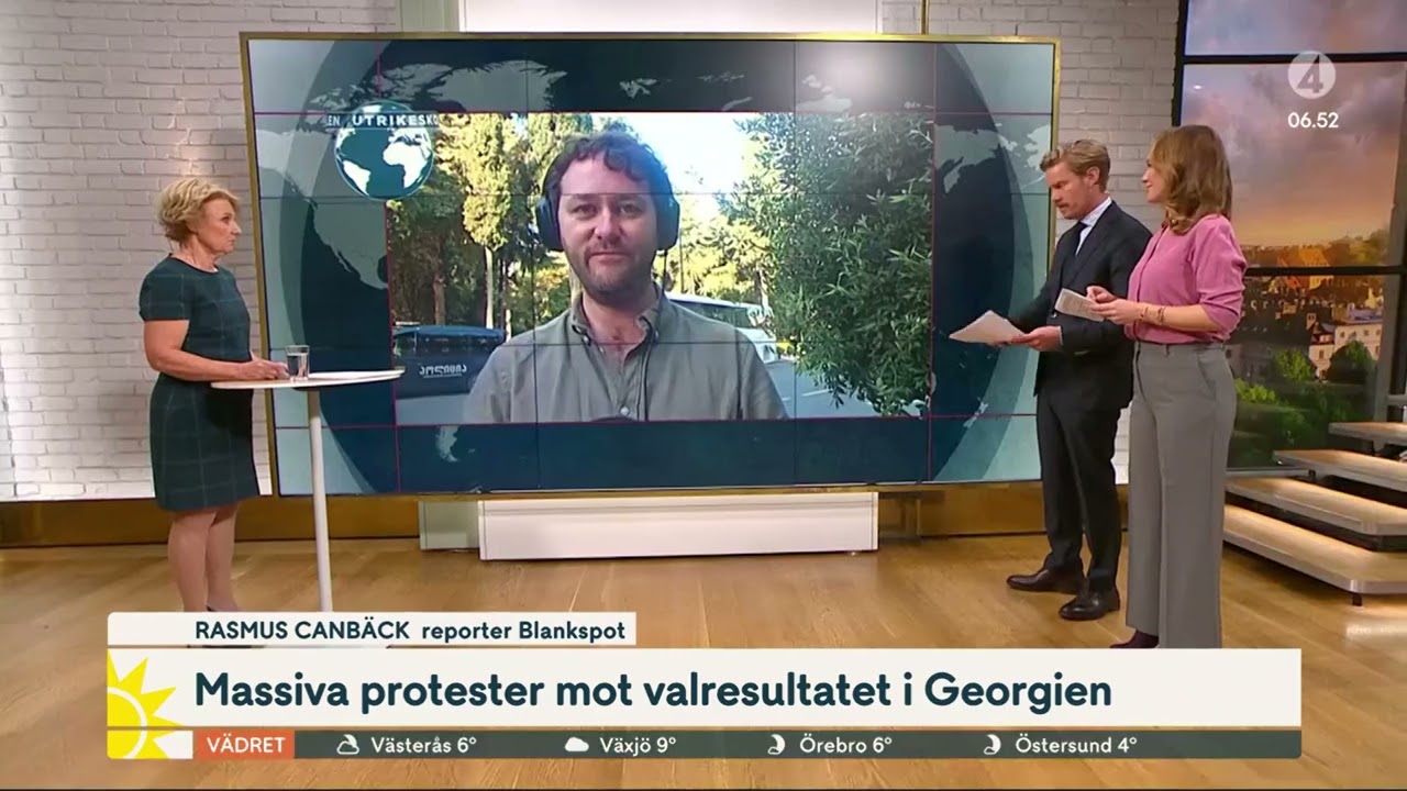 251006, Intervju med Rasmus Canbäck i Georgien av Nyhetsmorgon, TV 4
