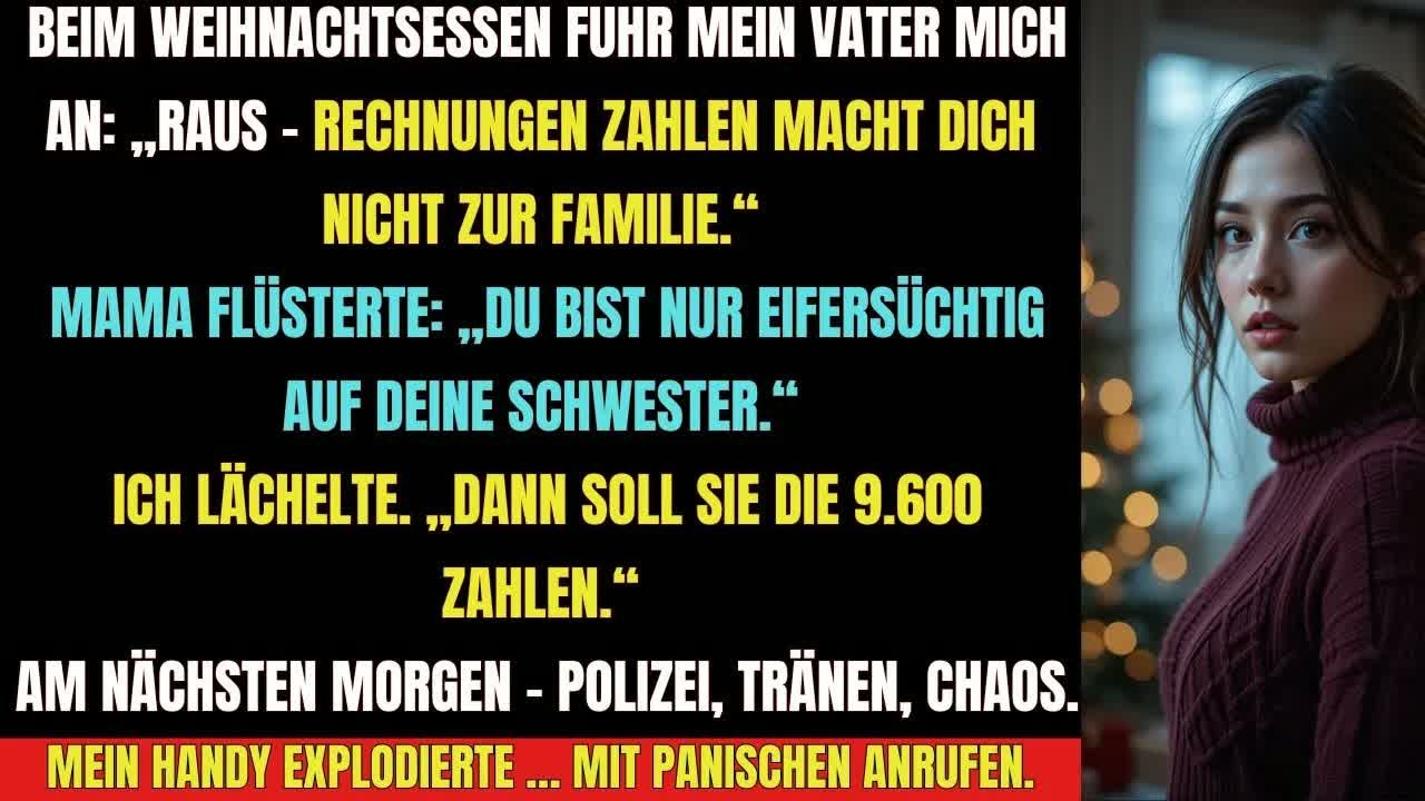 „Beim Weihnachtsessen schrie mein Vater： ‚Raus!‘ – Am nächsten Morgen Polizei & Chaos“