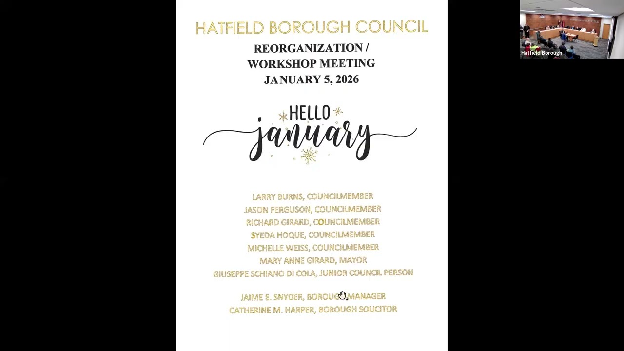 January 5, 2026 Borough Council Reorganization / Workshop Meeting
