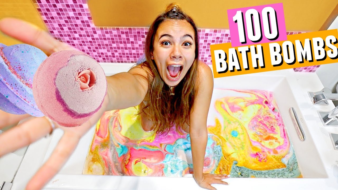 100 BATH BOMBS CHALLENGE!! It was satisfying but then it turned... BROWN!