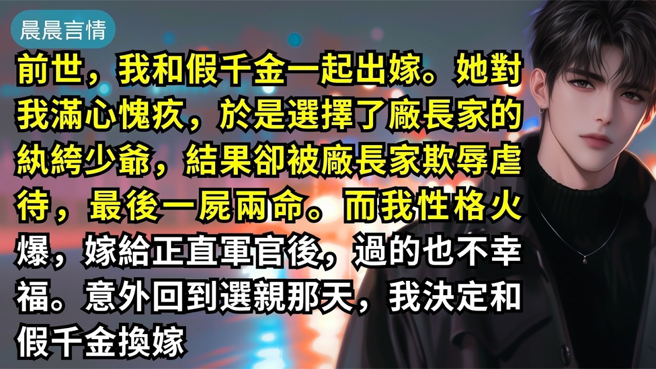 前世，我和假千金一起出嫁。她對我滿心愧疚，於是選擇了廠長家的紈絝少爺，結果卻被廠長家欺辱虐待，最後一屍兩命。而我性格火爆，嫁給正直軍官後，過的也不幸福。意外回到選親那天，我決定和假千金換嫁