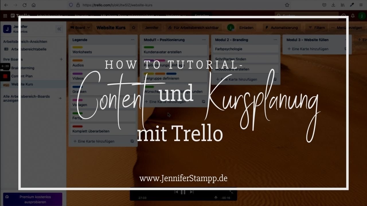 Content und Kurs Planung mit Trello