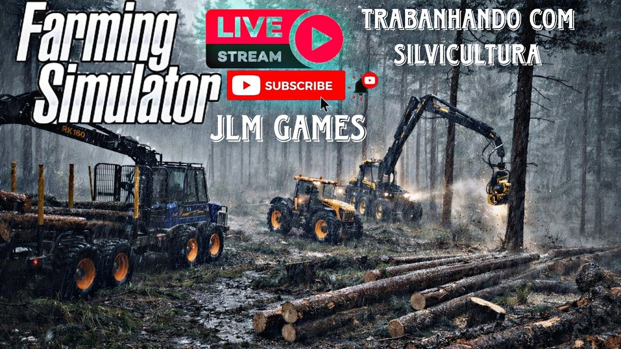 Live #farmingsimulador trabalhando com silvicultura cultura na floresta com tempestade 🤠🌾🔥