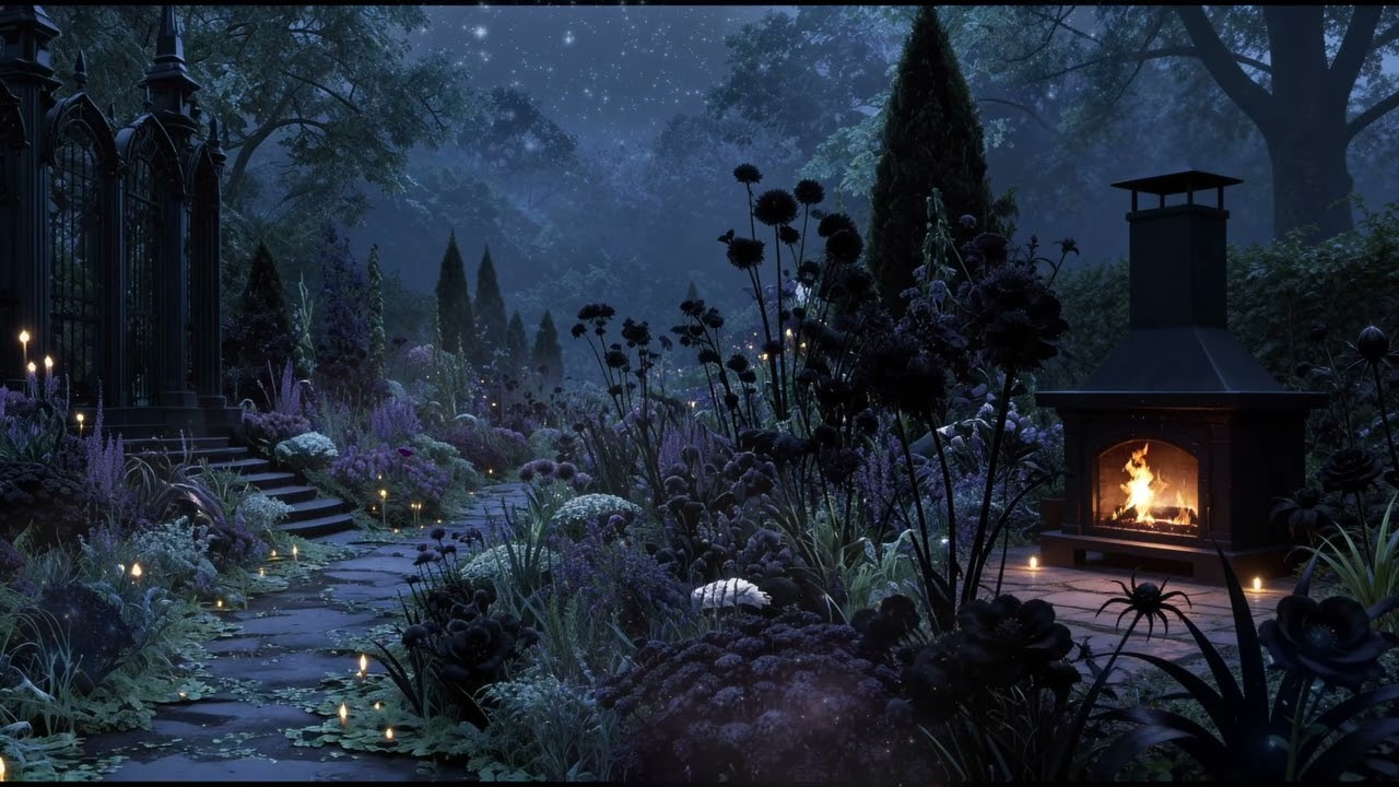 A Night in the Poison Garden | Melancholy Piano & Crackling Fireplace 🥀 Series #1